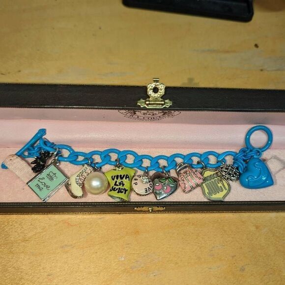 Juicy Couture Y2K Turquoise Enamel Vintage Charm Bracelet w/ Rare Charms - Picture 5 of 9